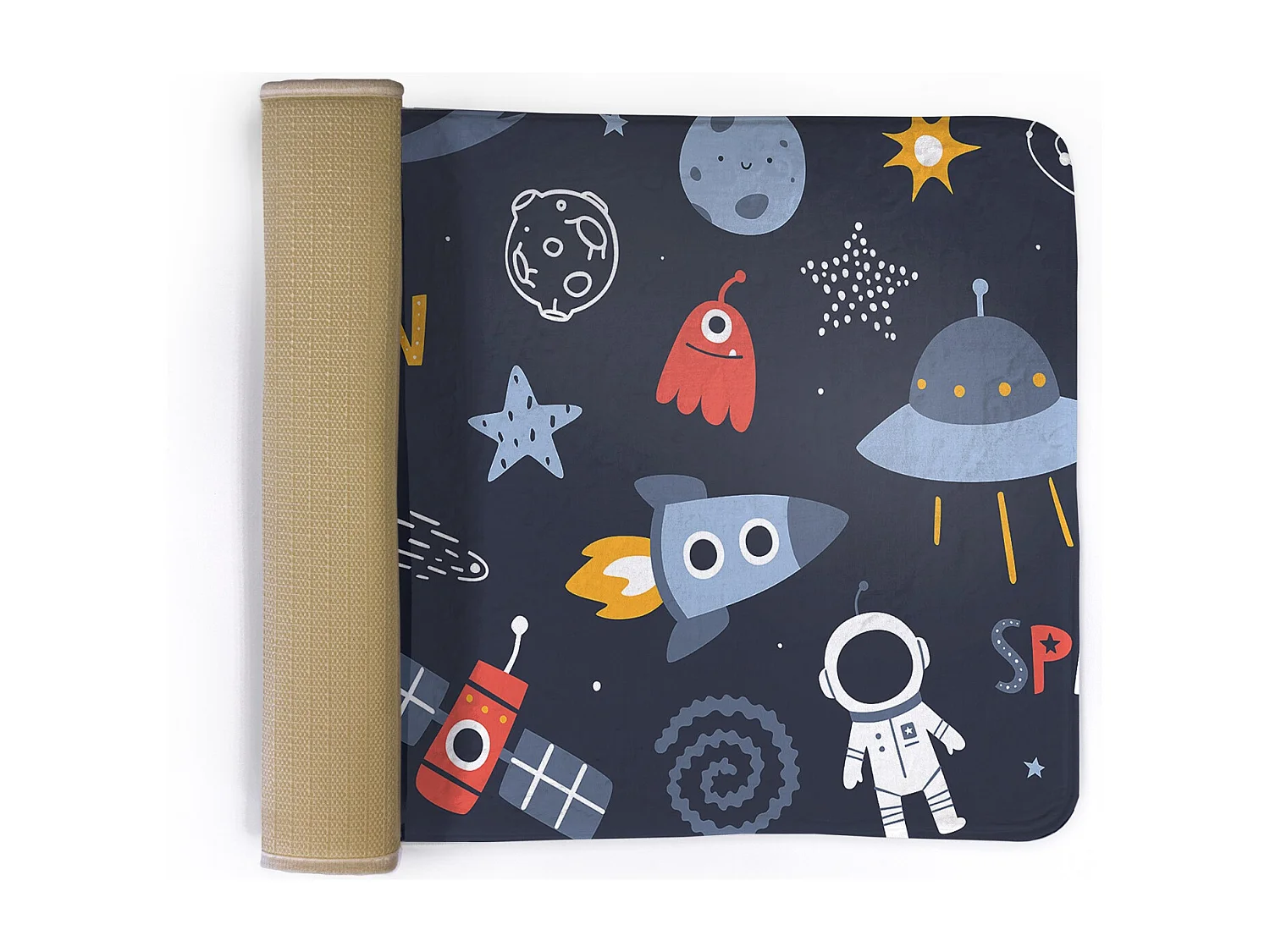 Tapis enfant, 90x60 cm Espace et fusées Tapis enfant, pour une chambre d'enfant