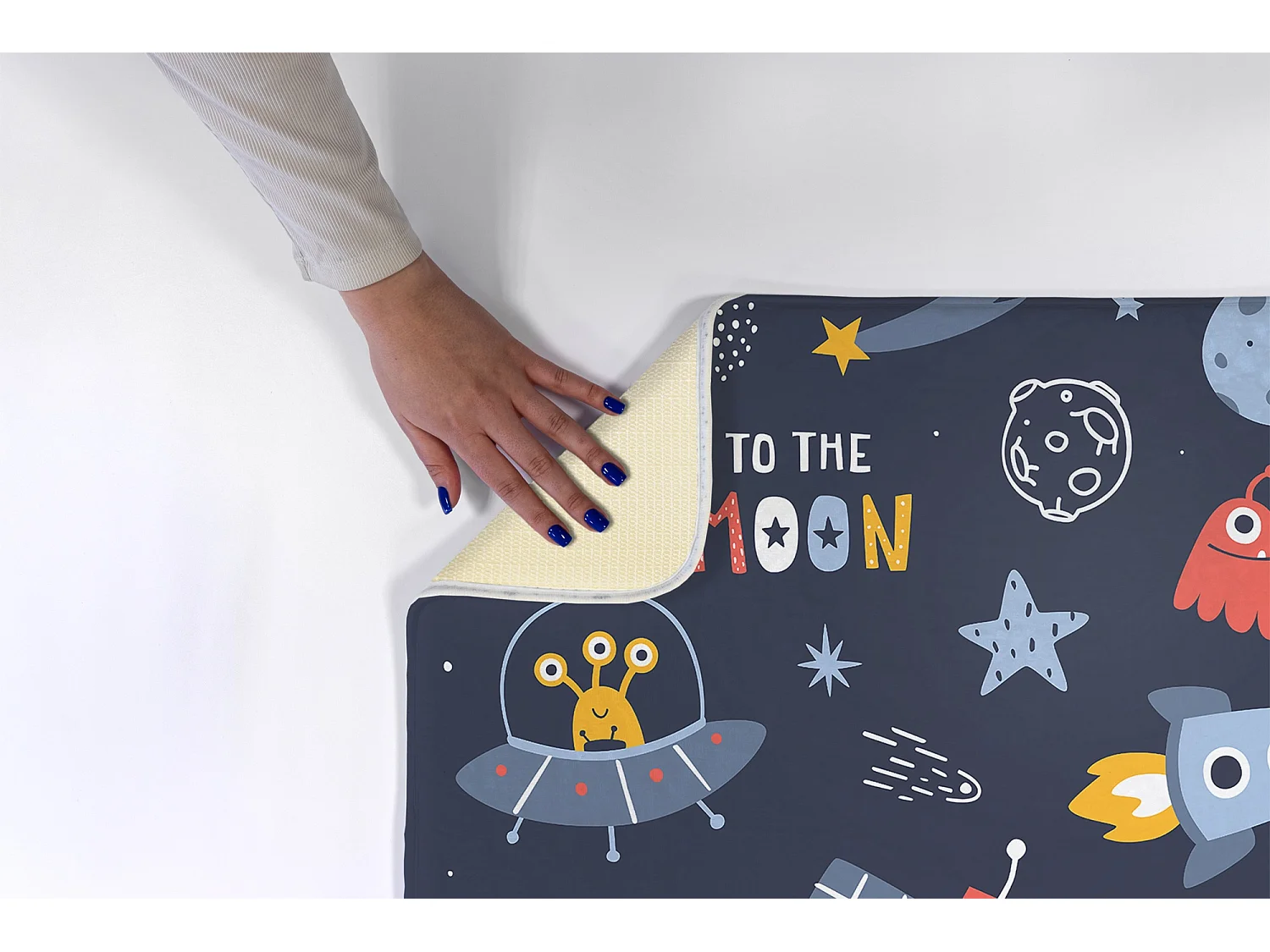 Tapis enfant, 90x60 cm Espace et fusées Tapis enfant, pour une chambre d'enfant