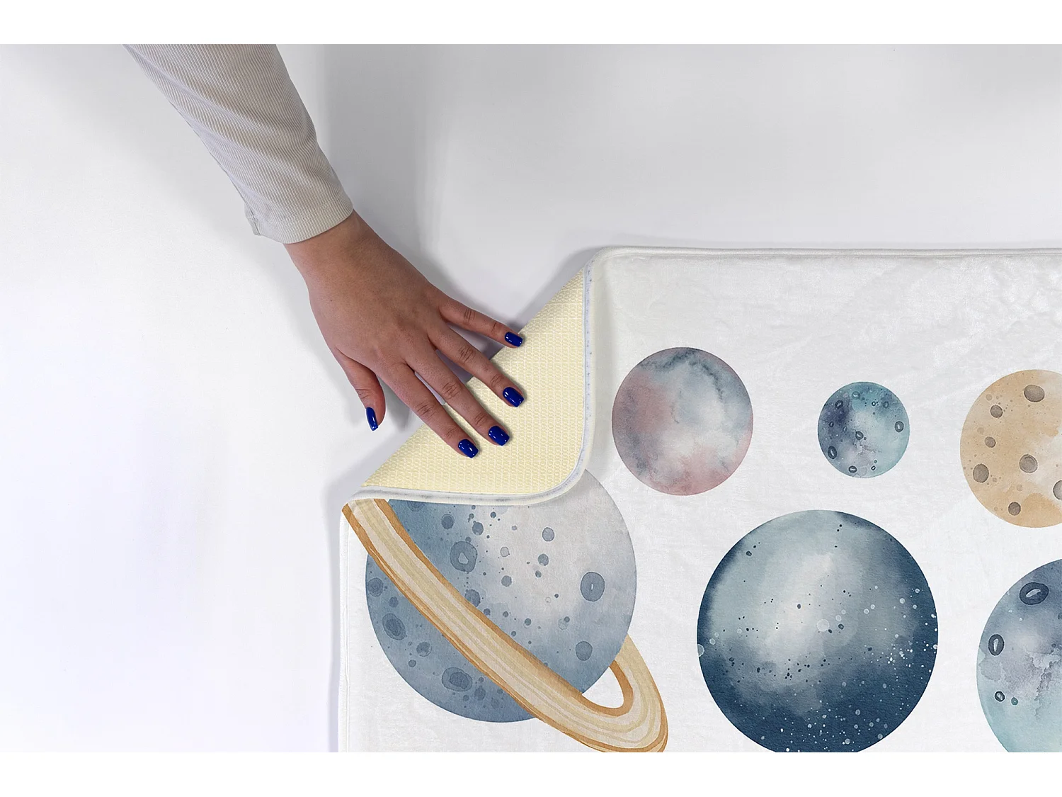 Tapis enfant, 75x45 cm Planètes aquarelles Tapis enfant, pour une chambre d'enfant