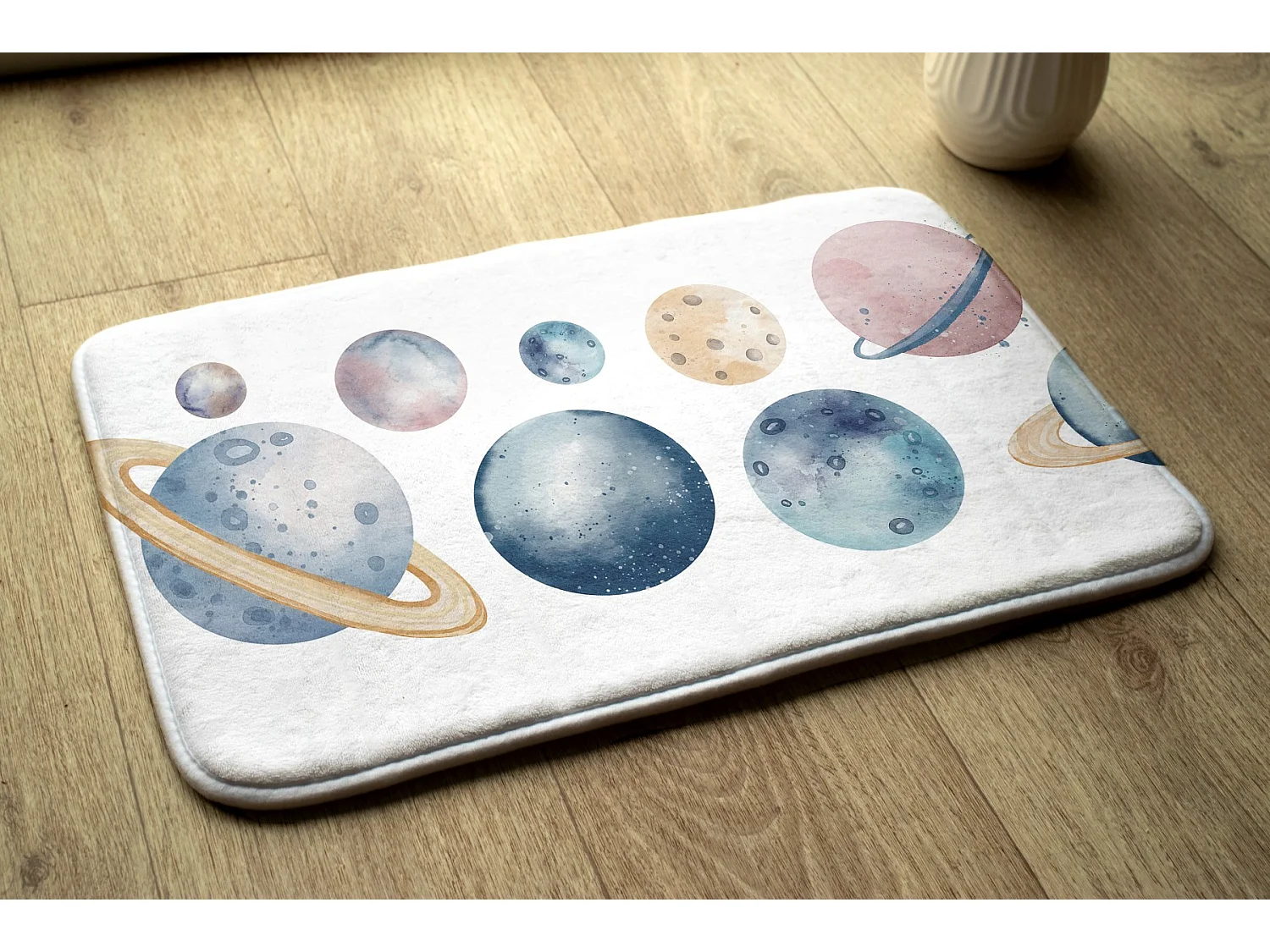 Tapis enfant, 75x45 cm Planètes aquarelles Tapis enfant, pour une chambre d'enfant