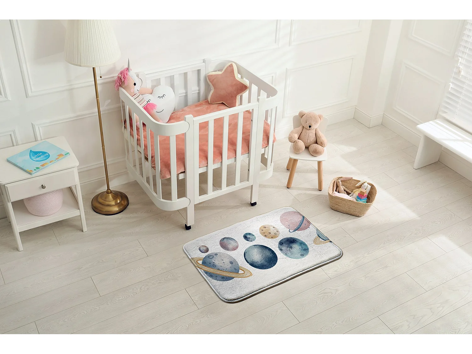 Tapis enfant, 75x45 cm Planètes aquarelles Tapis enfant, pour une chambre d'enfant