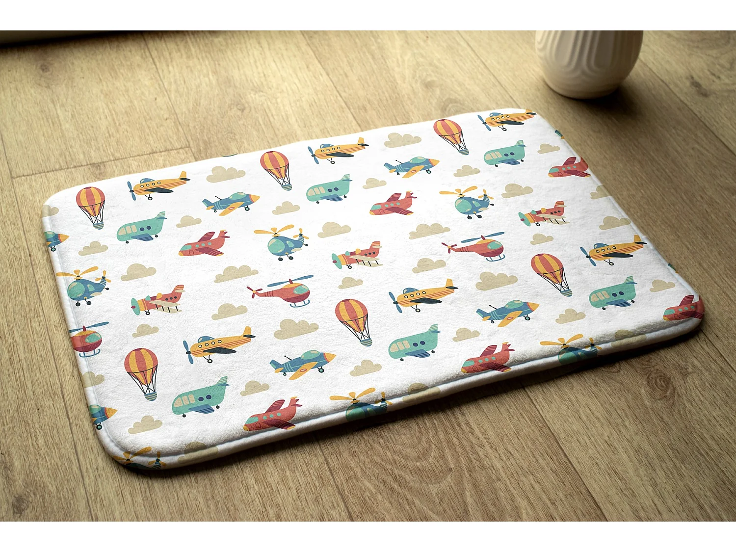 Tapis enfant, 75x45 cm. Avions et ballons Tapis enfant, pour chambre d'enfant.