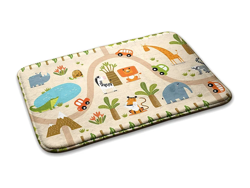Kinderteppich, 75x45 cm Tiere und Autos Kinderteppich, für Kinderzimmer