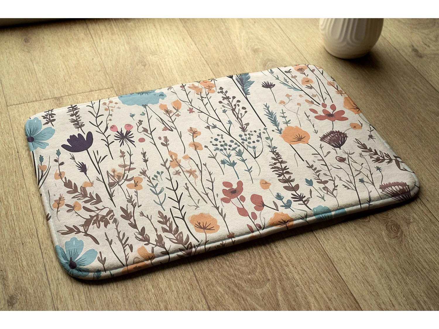 Schlafzimmerteppich, 75x45 cm Blumen und Blätter Trendiger Teppich für ein Schlafzimmer oder Wohnzimmer.