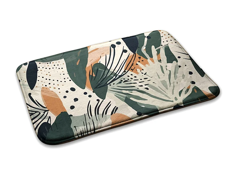 Tapis de chambre, 90x60 cm. Motif de feuilles abstraites. Tapis tendance pour une chambre ou un salon.
