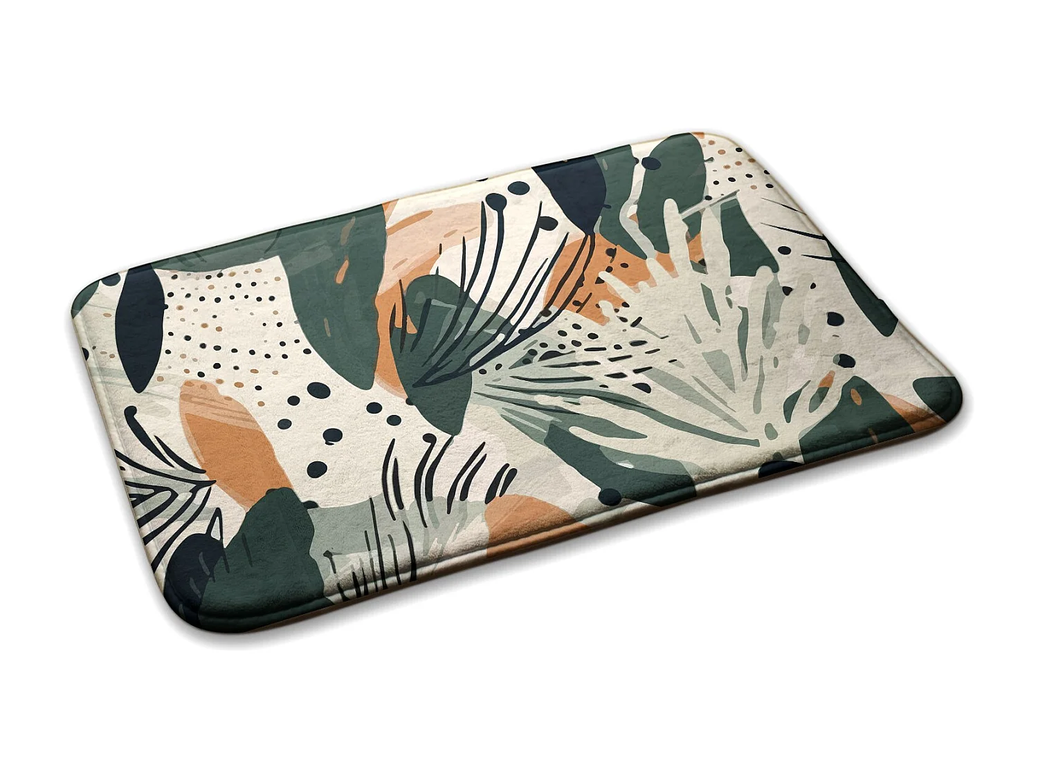 Tapis de chambre, 90x60 cm. Motif de feuilles abstraites. Tapis tendance pour une chambre ou un salon.