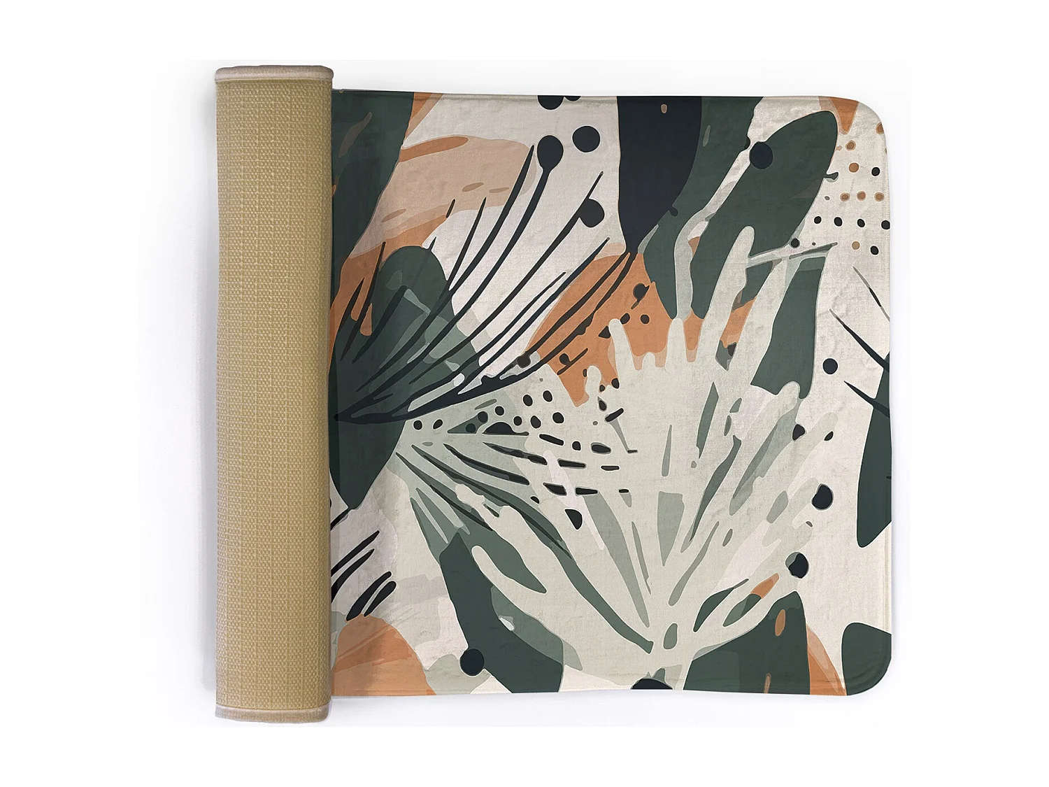 Slaapkamerkleed, 90x60 cm. Abstract bladpatroon. Trendy vloerkleed voor slaapkamer of woonkamer.