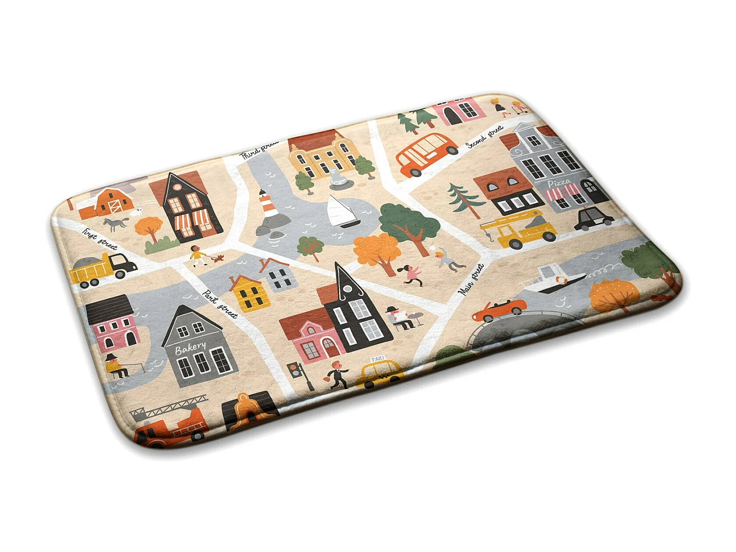 Kinderteppich, 75x45 cm Stadtplan Kinderteppich, für ein Kinderzimmer