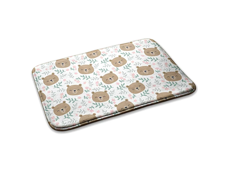 Kinderteppich, 75x45 cm Teddybär und Blumen Kinderteppich, für Kinderzimmer