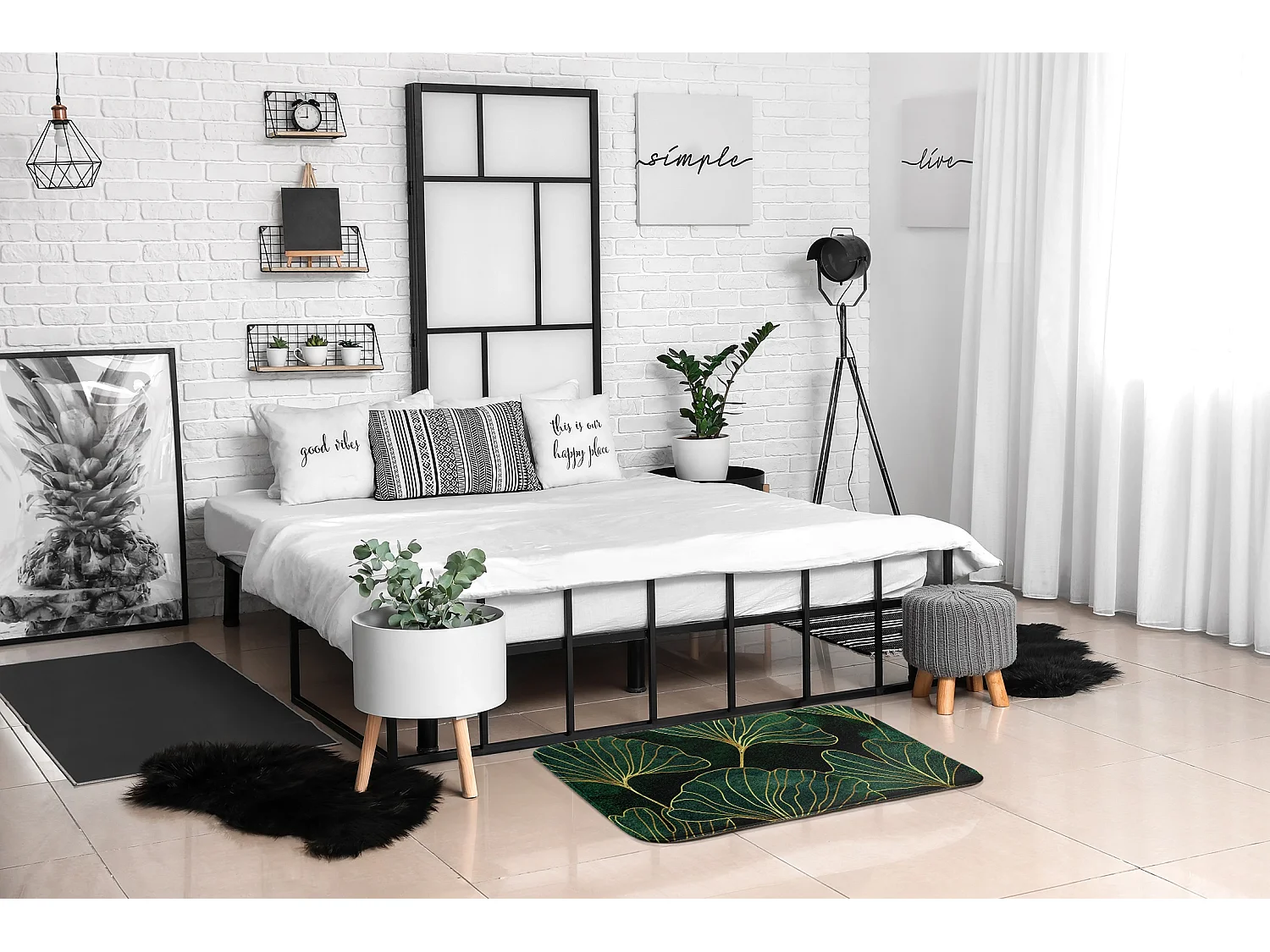 Tapis de chambre, 75x45 cm Feuilles de GinkgoUn tapis tendance pour une chambre ou un salon