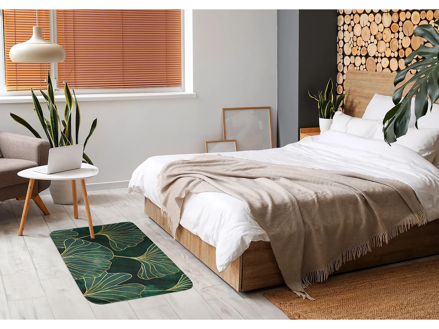 Tapis de chambre, 75x45 cm Feuilles de GinkgoUn tapis tendance pour une chambre ou un salon