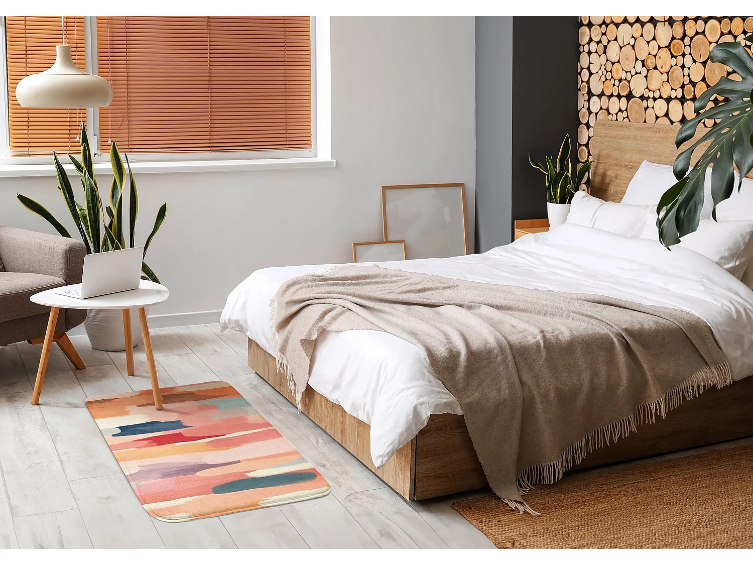 Tapis de chambre, 75x45 cm. Coups de pinceau abstraits. Tapis tendance pour la chambre, le salon.