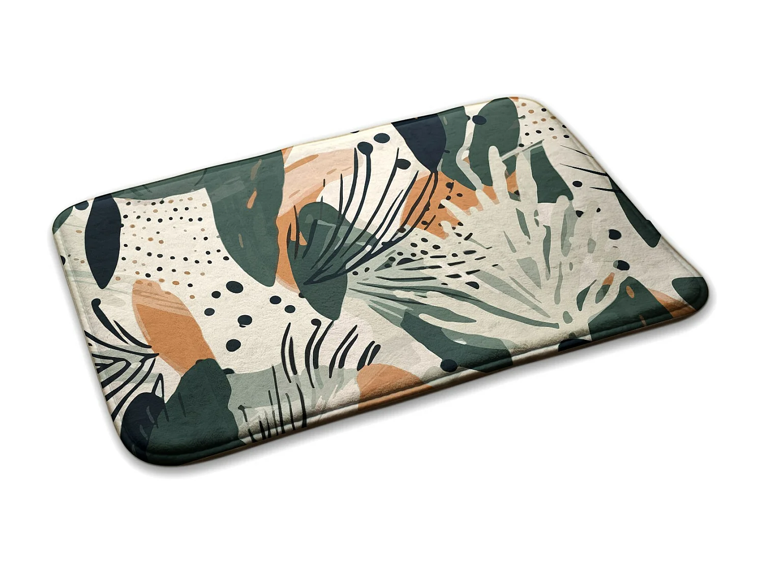 Tapis de chambre, 75x45 cm. Motif de feuilles abstraites. Tapis tendance pour une chambre ou un salon.