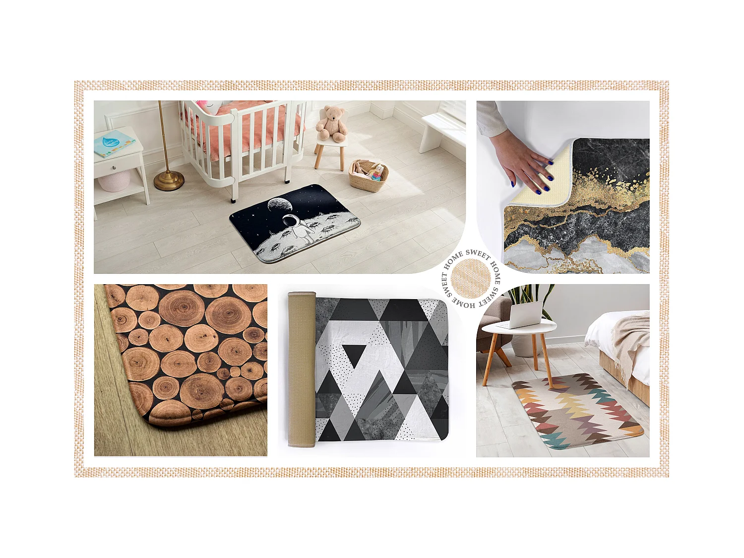 Teppich für das Schlafzimmer, 75x45 cm Abstraktes Bild Modischer Teppich für das Schlafzimmer oder Wohnzimmer.