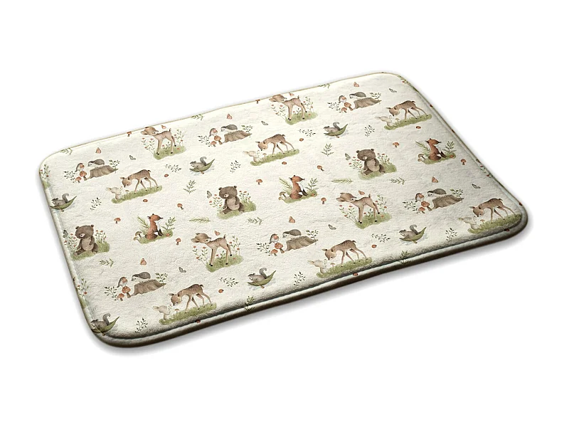 Kindervloerkleed, 75x45 cm Dieren in het bos Kindervloerkleed, voor de kinderkamer