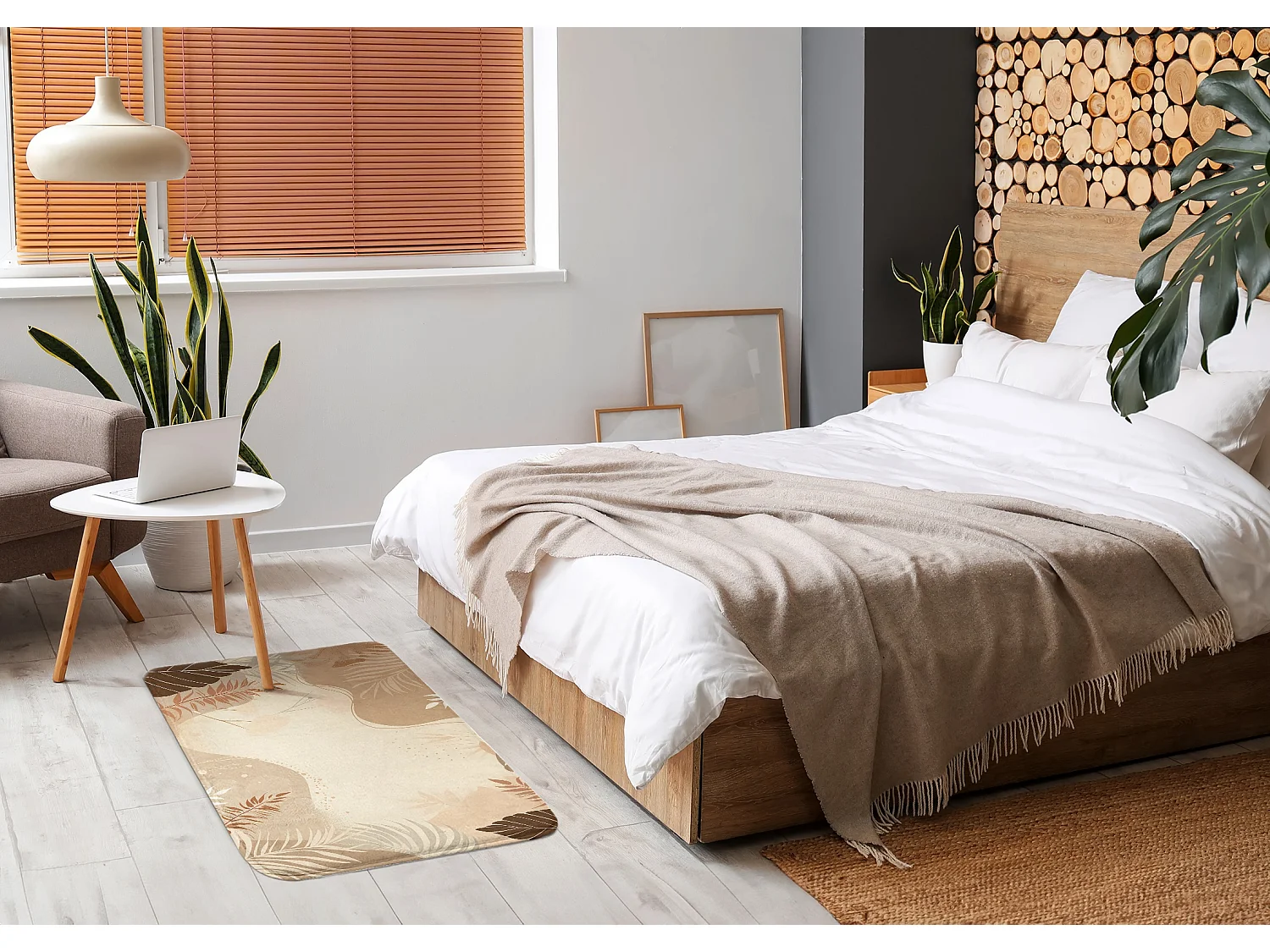 Tapis de chambre, 90x60 cm Feuilles et motifsUn tapis tendance pour une chambre ou un salon