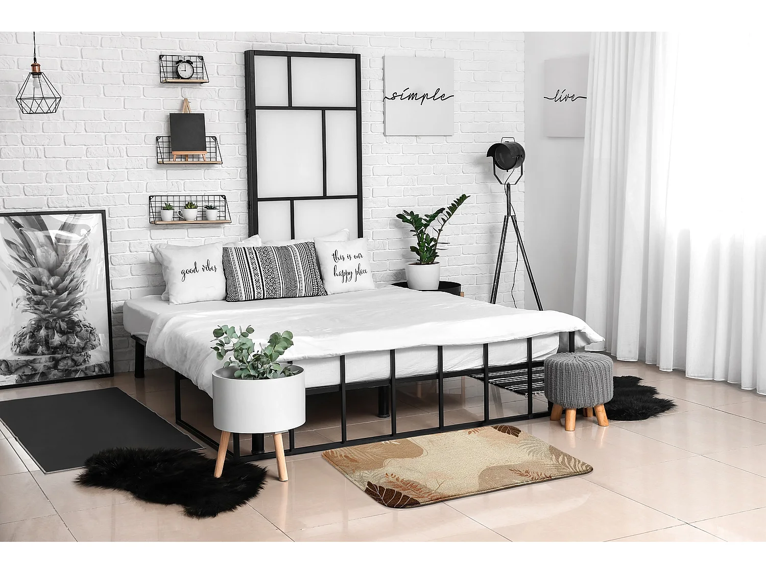 Schlafzimmerteppich, 90x60 cm Blätter und MusterEin trendiger Teppich für ein Schlafzimmer oder Wohnzimmer