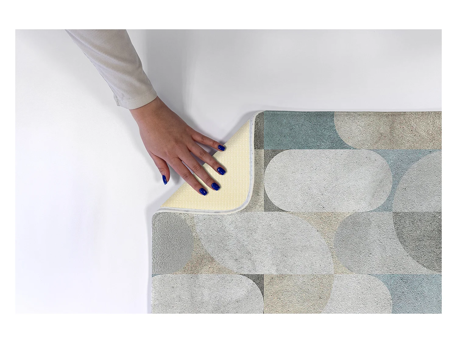 Slaapkamerkleed, 75x45 cm. Geometrisch patroon. Trendy vloerkleed voor slaapkamer of woonkamer.