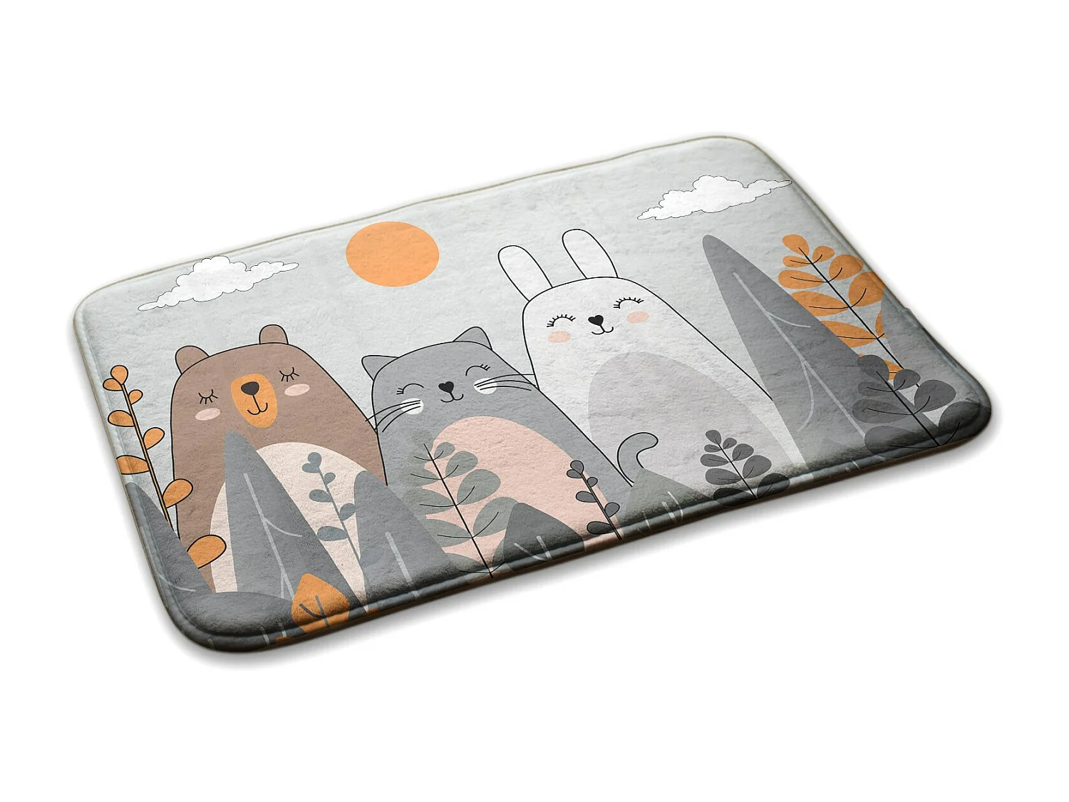 Kindervloerkleed, 90x60 cm Dieren in het bos Kindervloerkleed, voor de kinderkamer