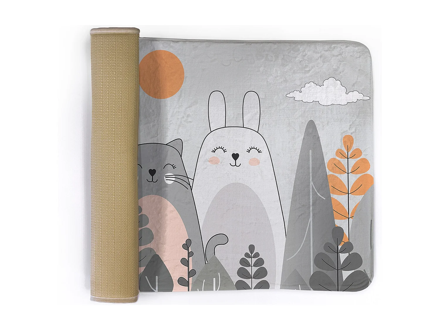 Kindervloerkleed, 90x60 cm Dieren in het bos Kindervloerkleed, voor de kinderkamer