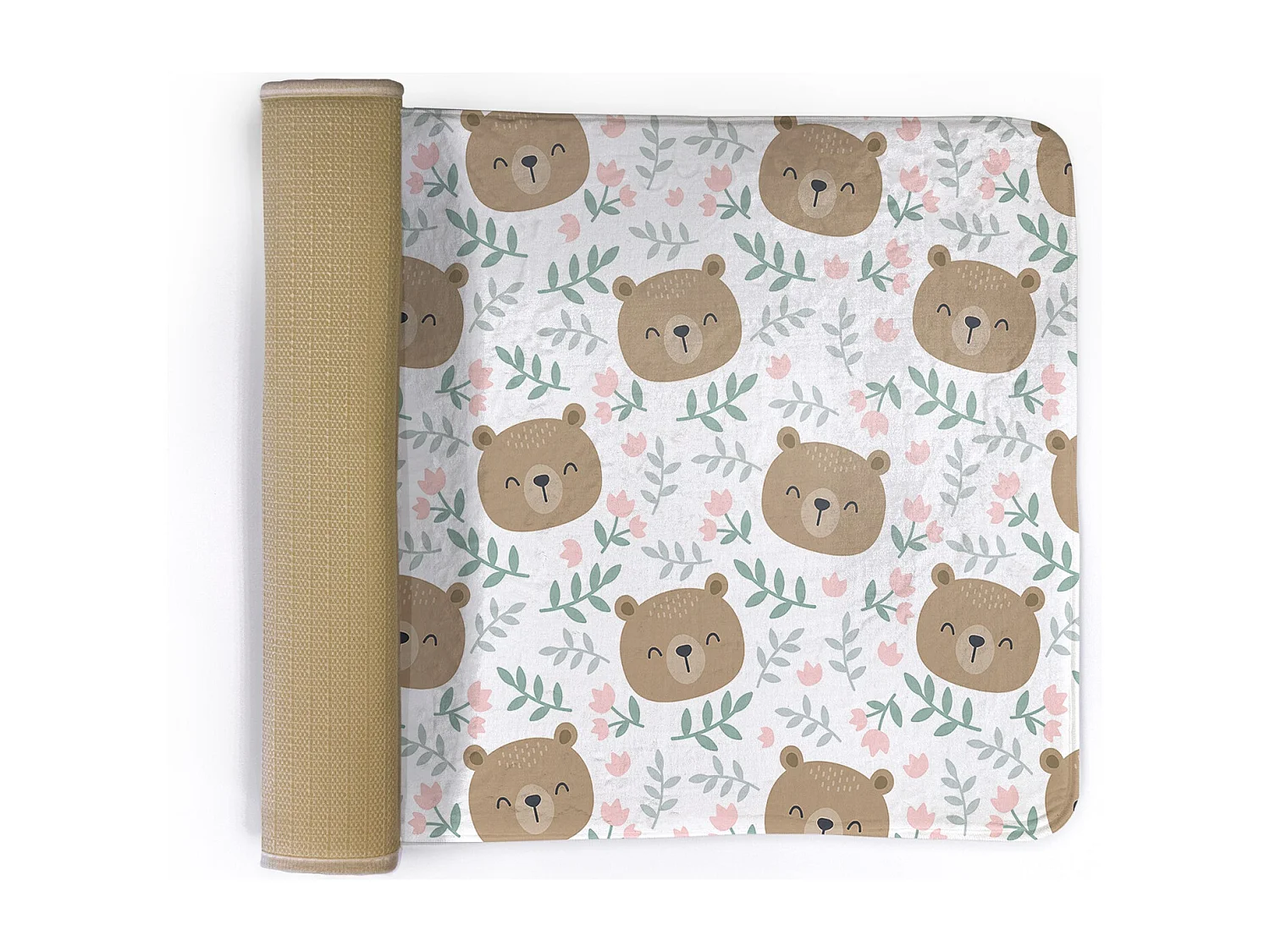 Kindervloerkleed, 90x60 cm Teddybeer en bloemen Kindervloerkleed, voor de kinderkamer