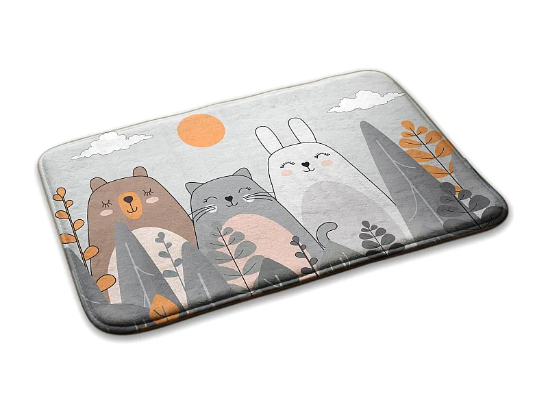 Kinderteppich, 75x45 cm Tiere im Wald Kinderteppich, für ein Kinderzimmer