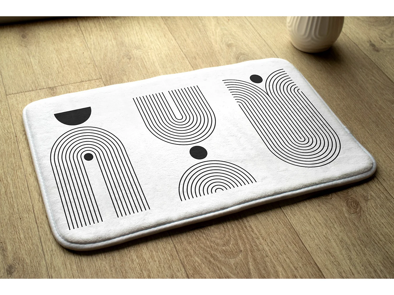 Tapis pour la chambre, 75x45 cm. Motifs géométriques. Tapis tendance pour la chambre ou le salon.