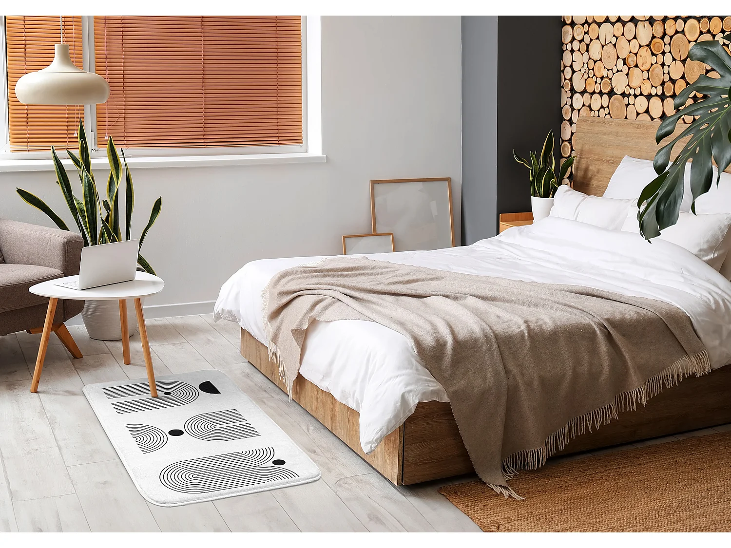 Tapis pour la chambre, 75x45 cm. Motifs géométriques. Tapis tendance pour la chambre ou le salon.