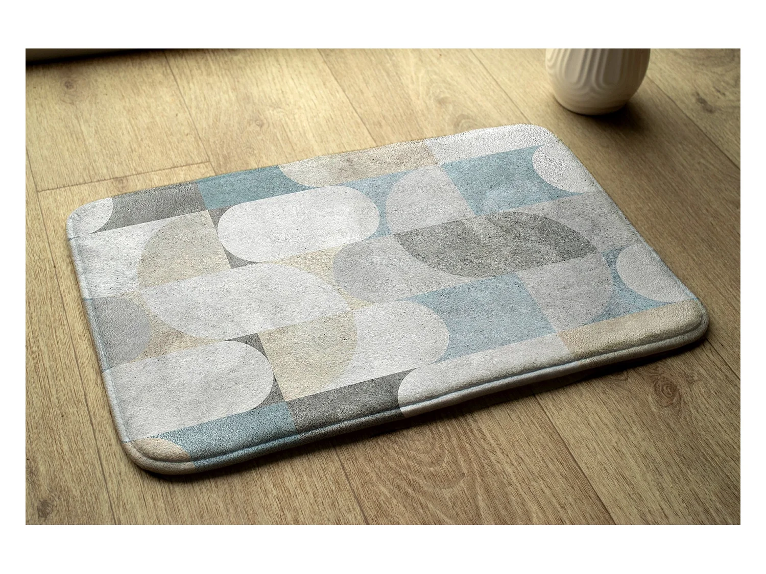 Slaapkamerkleed, 90x60 cm. Geometrisch patroon. Trendy vloerkleed voor slaapkamer of woonkamer.