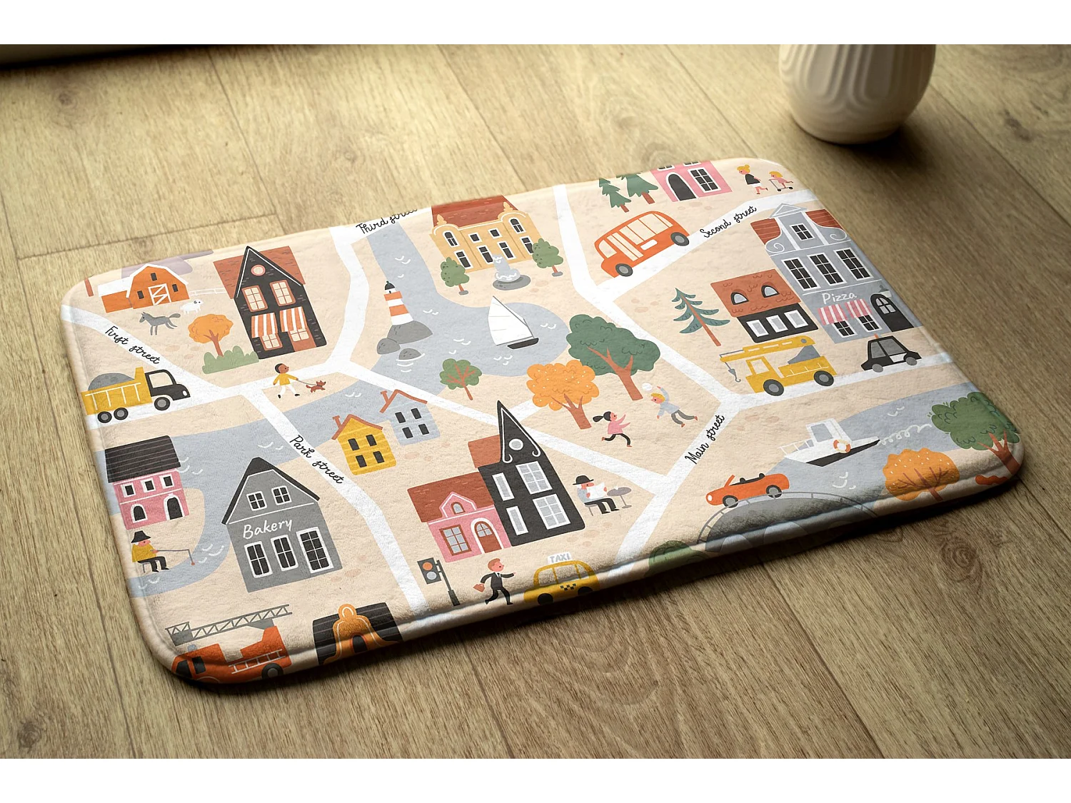 Kinderteppich, 90x60 cm Stadtplan Kinderteppich, für ein Kinderzimmer