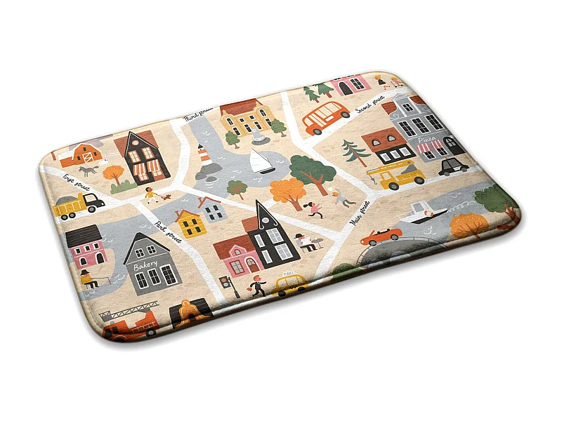 Kinderteppich, 90x60 cm Stadtplan Kinderteppich, für ein Kinderzimmer