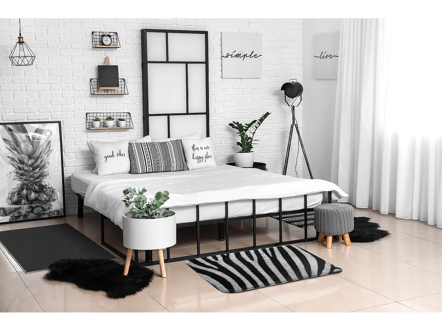 Tapis de chambre, 75x45 cm Zèbre Tapis tendance pour une chambre ou un salon.