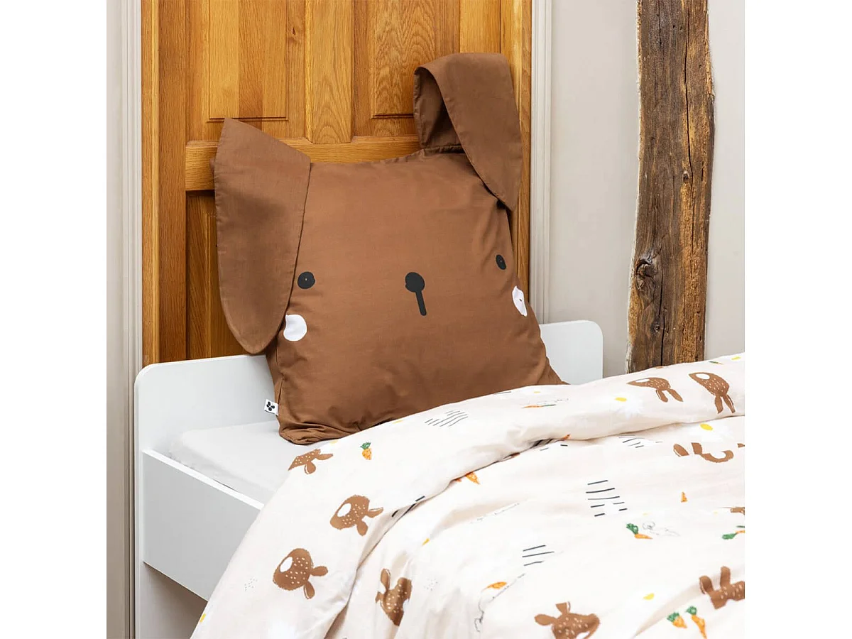 BUNNY - Parure de Lit Imprimé Lapin Housse de Couette 240x220cm + 2 Taies d'Oreiller