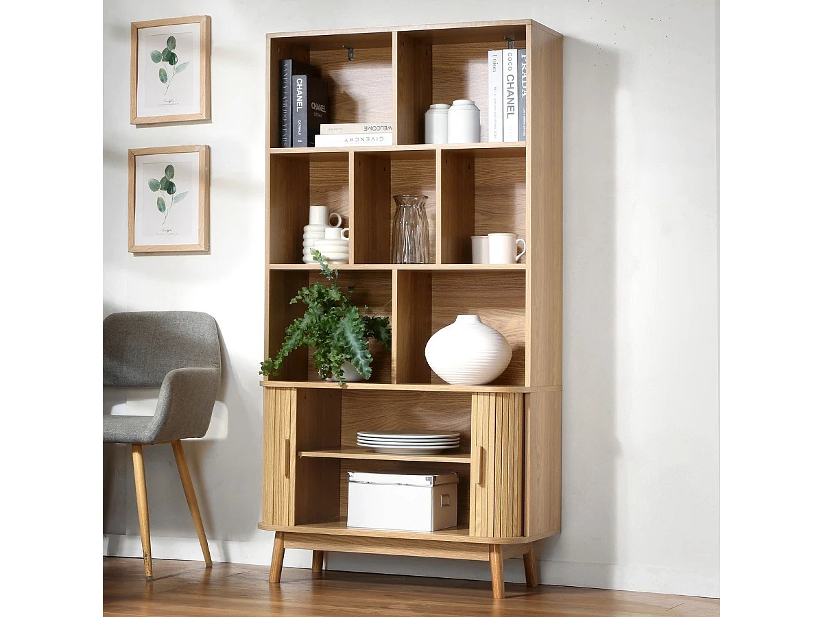 Boekenkast met 2 schuifdeuren H157,5 cm - ERNEST