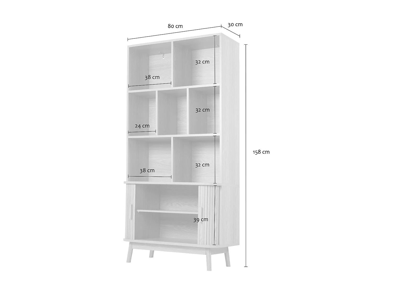 Boekenkast met 2 schuifdeuren H157,5 cm - ERNEST