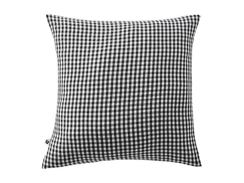 JOEL - Taie d'Oreiller 60x60cm Gaze de Coton Vichy Coloris Truffe