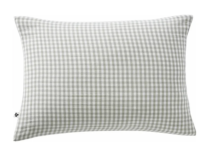 JOEL - Taie d'Oreiller 50x70cm Gaze de Coton Vichy Coloris Eucalyptus