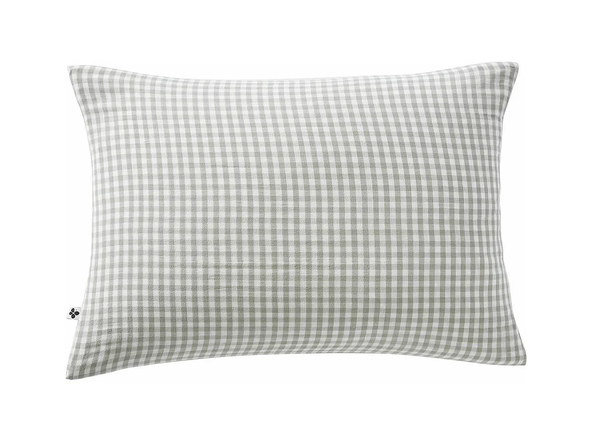 JOEL - Taie d'Oreiller 50x70cm Gaze de Coton Vichy Coloris Eucalyptus