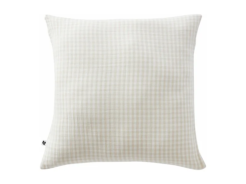 JOEL - Taie d'Oreiller 60x60cm Gaze de Coton Vichy Coloris Pampa