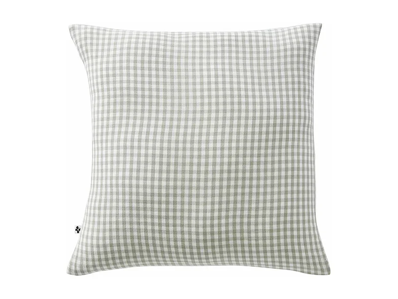 JOEL - Taie d'Oreiller 60x60cm Gaze de Coton Vichy Coloris Eucalyptus