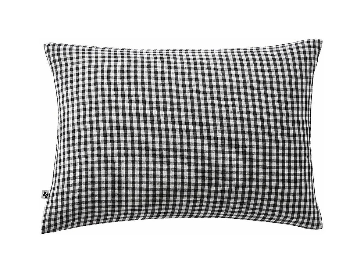 JOEL - Taie d'Oreiller 50x70cm Gaze de Coton Vichy Coloris Truffe