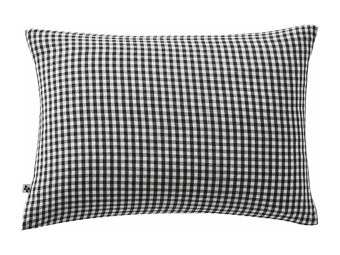 JOEL - Taie d'Oreiller 50x70cm Gaze de Coton Vichy Coloris Truffe