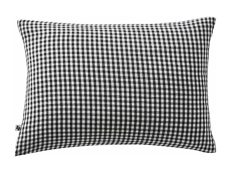 JOEL - Taie d'Oreiller 50x70cm Gaze de Coton Vichy Coloris Truffe