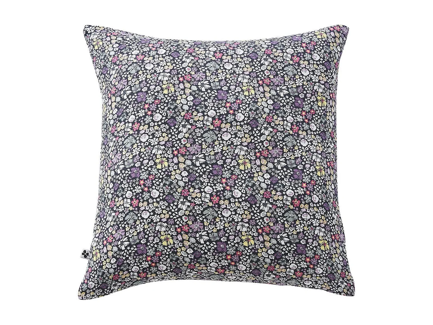 SOIZIC - Taie d'Oreiller 60x60cm Gaze de Coton Imprimé Bleu-Violet Imprimé Fleurs