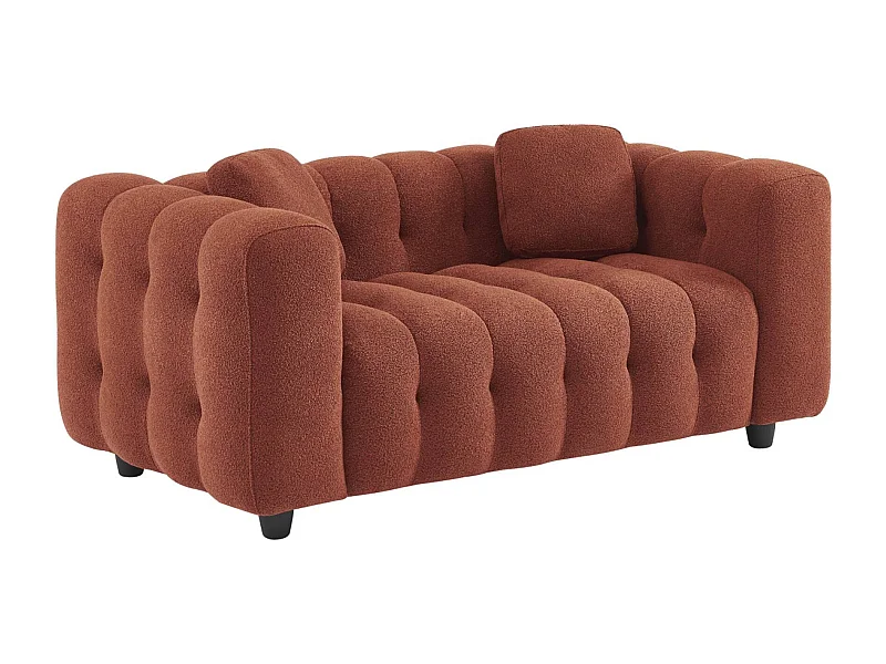 Divano a 2 posti, rivestito in tessuto bouclé testurizzato, terracotta