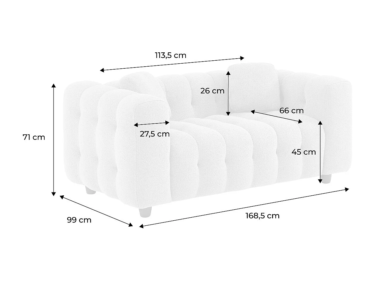Divano a 2 posti, rivestito in tessuto bouclé testurizzato, terracotta