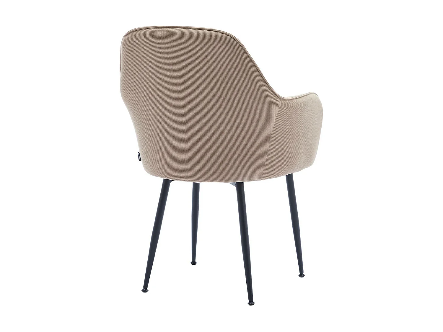 Lot de 4 fauteuils en velours côtelé beige et pieds en métal noir mat. L 57 x P 59 x H 84.5cm