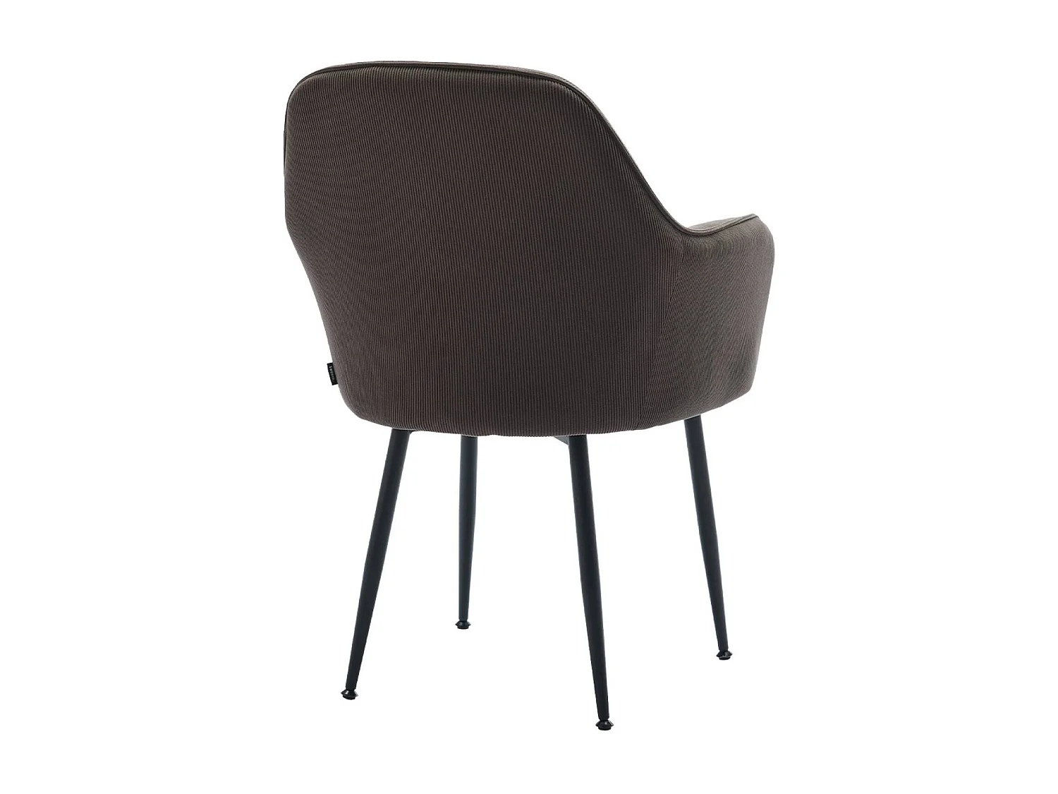 Lot de 4 fauteuils en velours côtelé gris foncé et pieds en métal noir mat. L 57 x P 59 x H 84.5cm