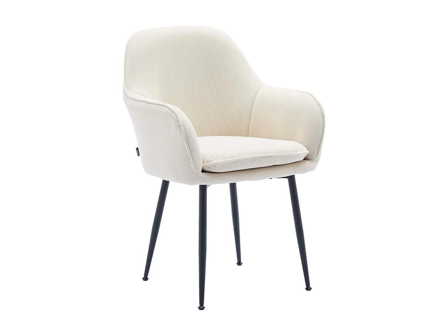 Set di 4 poltrone in velluto a coste con gambe in metallo nero opaco,