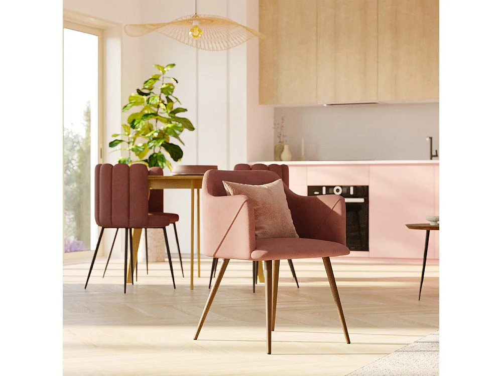 Set di 4 sedie in velluto blu e rosa - Daisy